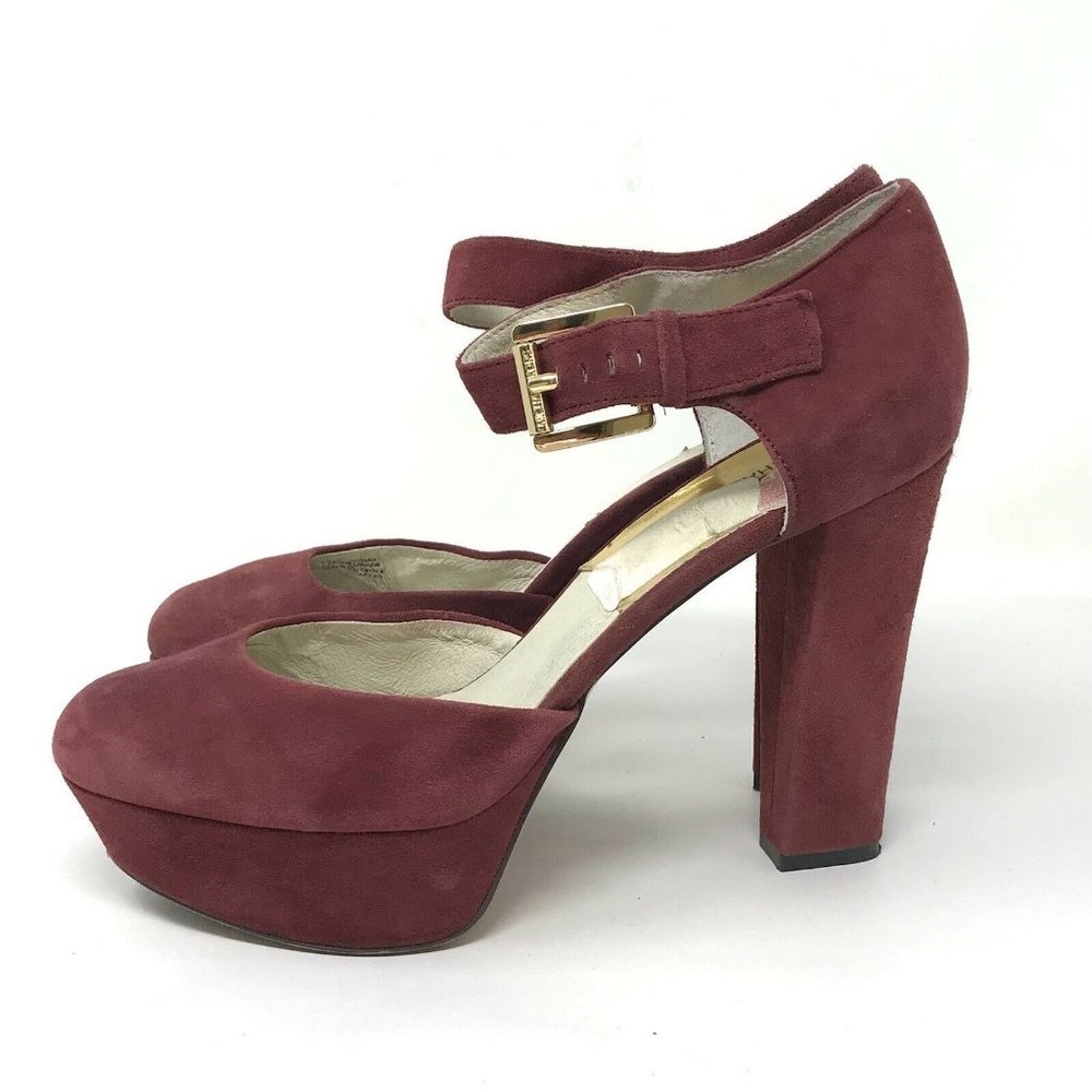 Michael Michael Kors Womens Haven Ankle Strap Suede Platform Pumps Cinnabar 7.5M - Picture 4 of 10